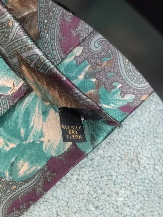 Bill Blass Silk Paisley Tie Purple Teal Taupe Made USA Vintage Classic 90s - Picture 5 of 5